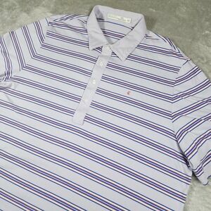 Criquet Polo Shirt Mens 2XL Lavender Stripe Pima Cotton Golf Casual Peru